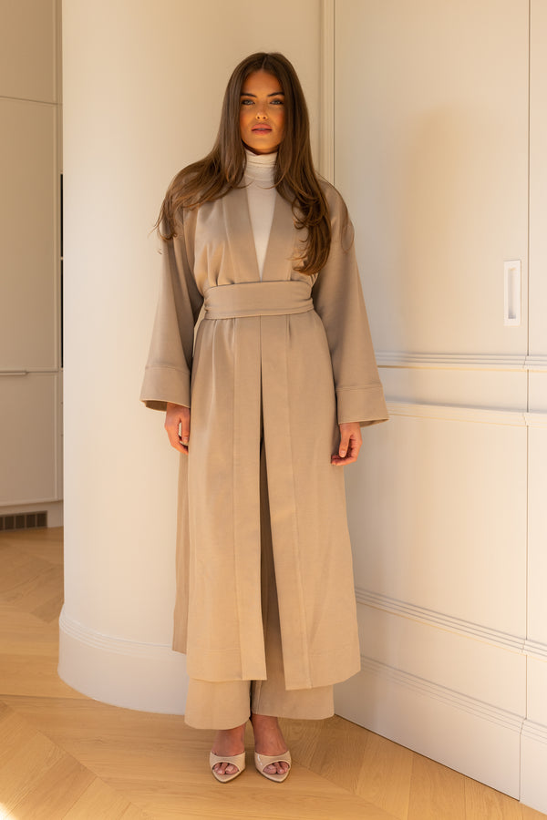 Almond Truffle Kimono With Scarf